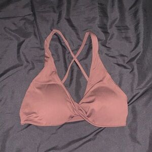 Brown twist front sports bra